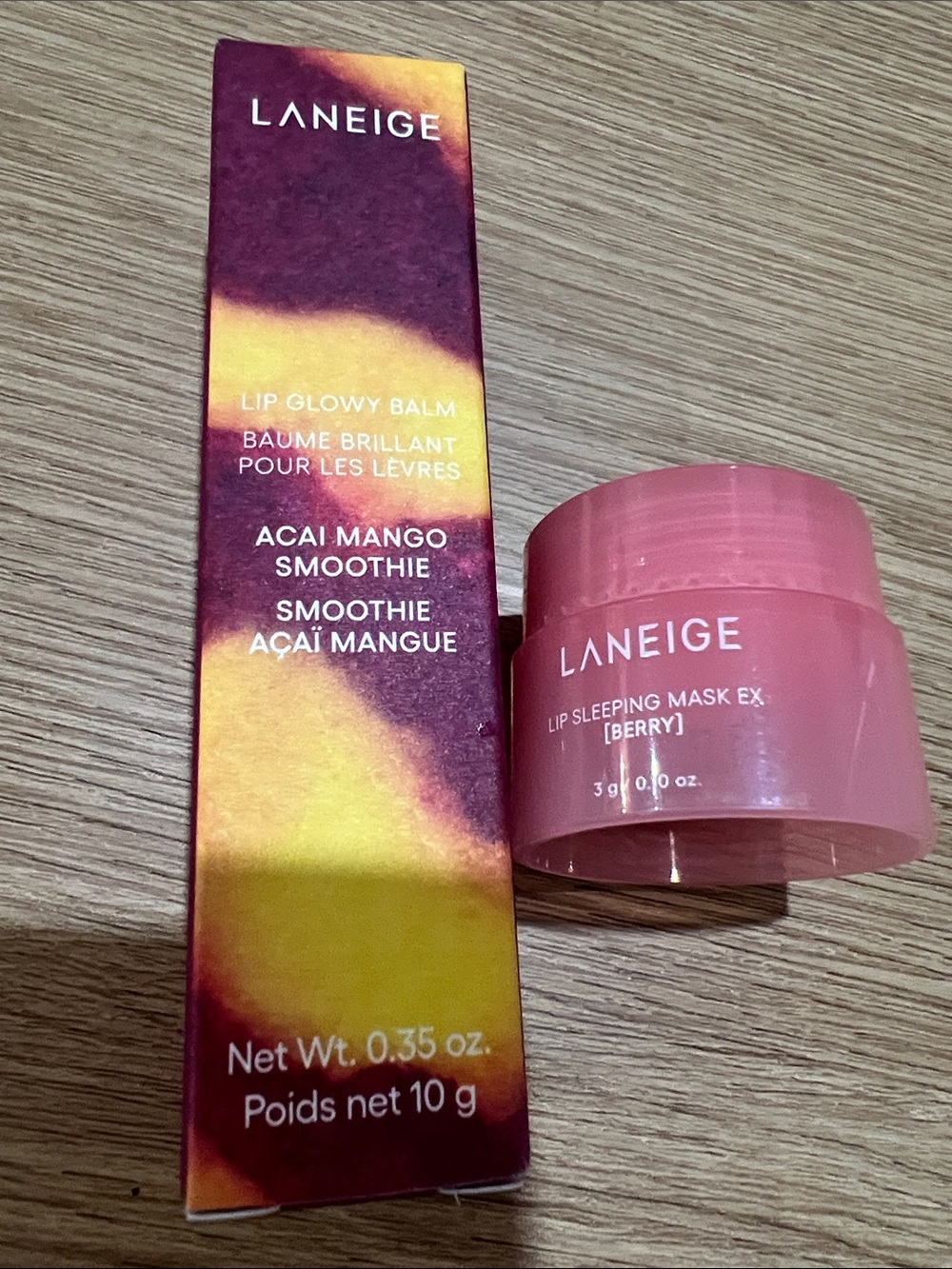 New- LANEIGE Acai Mango Smoothie Lip Glowy Balm and mini berry lip mask